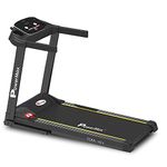 PowerMax Fitness TDM-101 4HP Peak Motorized Treadmill Max User Weight:100kg Foldable With 12km/hr Speed Levels, LED Display, 12 Pre-Set Programs and Bottle & Accessories Holder (Black)