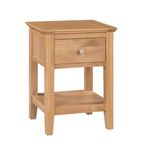 Hallowood Furniture Hereford Oak Bedside Table with Drawer, Light Oak Solid Wood Side Table, Lamp Table, Coffee Table, Sofa Side Table, Plant Stand, Small Table for Living Room