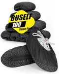 Buself X-Large 100 Count Shoe Covers Disposable Non-Slip, Durable and Recyclable, Fits Up to Size 13 US Men - Black