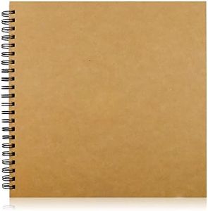 UPlama Hardcover Kraft Blank Page Scrapbook Photo Album,Blank Wedding Guest Book, Photo Album, Square Spiral Bound Cardboard Cover Sketchbook,50 Sheets, 12 x 12 Inches,200GSM