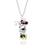 Disney Womens Minnie Mouse or Mickey Mouse Necklace 18", Official License Necklace Silver Plated, Brass, Cubic Zirconia