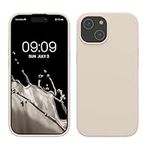 kwmobile Case Compatible with iPhone 15 Case - Slim Soft TPU Silicone Cover - Cream