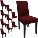 Keyroal Dining Room Chair Covers Set of 10, Stretch Solid Color Parsons Chair Slipcovers Spandex Removable Washable Kitchen Chair Protector Cover for Dining Room, Hotel, Ceremony(Burgundy)