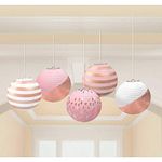 Amscan International Amscan 242680 Decoration Paper Lanterns 5 Pack Rose Gold Blush