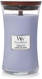 WoodWick candela grande profumata con stoppino scoppiettante | Spa alla Lavanda (Lavender Spa) | Durata Fino a 130 Ore