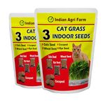 Iagrifarm Cat Grass Kit - Pack of 2 - Easy to Grow CatGrass Seeds includes Wheat, Oats & Rye seeds - Package includes 5 Cocopeat Discs, Chemical Free 3 Pack Seeds Mix for 3 Harvests