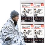 72 HRS MIL-SPEC Emergency Space Blankets Mylar Survival or Emergency Thermal Blankets for Camping, Hiking, Marathon, First Aid, Emergency Preparedness, Extreme Weather, Shelter (4-Pack)