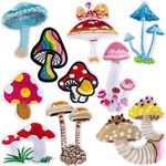 PAGOW 10Pcs Mushroom Patches Iron on for Clothing, Mini Mushroom Stickers Nature Patches Suitable for Clothes Dress Hat Pants Shoes Curtain, DIY Mushroom Embroidery Patch Sewing Craft Decoration