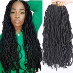 Xtrend 7 Packs 18 Inch Natural Black Soft Nu Faux Locs Crochet Braids Hair Synthetic Pre Looped Soft Dreadslocks Braiding Hair Fashion Goddess Faux Locs Curly Wavy Hair Extensions 18strands/pack 1B#