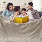 PHF 100% Cotton Waffle Blanket Oversized King 120"x120", Lightweight Breathable Extra Large 10'x10' Blankets for Bed, Giant Big Luxury Aesthetic Woven Bedding for Home Decor, Pearl Gray