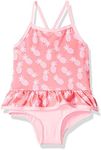 Pink Platinum Girls' Pinneapple Print One Piece Swimsuit, Coral, 4