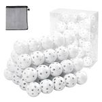 50 Pack Plastic Golf Training Balls, Limited Flight Golf Balls High Strength Hollow Plastic Golf Training Balls for Driving Range Swing Practice Home Use Indoor (White)