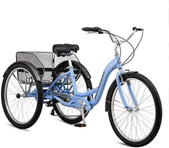 Schwinn Meridian Adult Tricycle, 26 Inch Bike for Women and Men, 7-Speed Adult Trike, Low Step-Through Frame, Springer Cruiser Seat, Upright Riding Position, Bike with Basket, Tricycle for Adults