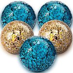 5 Pieces Glass Mosaic Sphere Decorative Balls for Centerpiece Bowls Turquoise Decorative Glass Balls Orbs Decorative Vases Fillers for Home Decoration Dining Table Bowls Tray