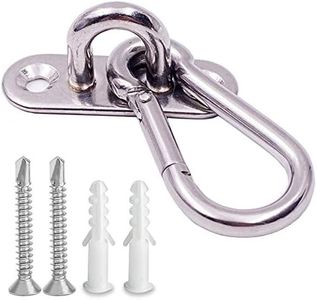 VANFLY 10 Pcs Stainless Steel 1.8 inch Pad Eye Plate U Hooks + 10pcs Stainless Steel Snap Hook, Marine Hardware Staple Hook Loop with Screws, Plastic Expansion Pipe