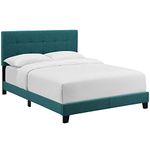 LexMod Amira King Upholstered Fabric Bed in Teal, White