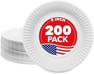 Stock Your Home 9-Inch Paper Plates Uncoated, Everyday Disposable Plates 9" Paper Plate Bulk, White, 200 Count