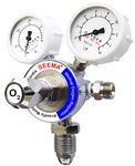 SEEMA® Single Stage Double Gauge Medical Oxygen Gas Pressure Regulator (Output Pressure Preset at 4 bar) (MOX) (For Hospital, Clinic, Home Use) | Silver Colour | 1 Unit