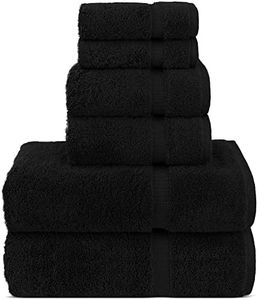 Chakir Turkish Linens Luxury Spa and Hotel Quality Premium Turkish Cotton 6-Piece Towel Set (2 x Bath Towels, 2 x Hand Towels, 2 x Washcloths) (Black)