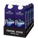 James White Prune Juice Cartons 1L - All Natural - Vegan - No Added Sugar (Pack of 8)