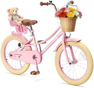 Glaf Girls Bike with Training Wheels and Basket Kids Bike for Girls Boys Age 2-12 Years Toddlers Bicycle with Bell Adjustable Seat Handlebar (20 Inch with Kickstand, Pink)