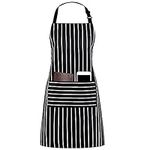 Zsanhua Black Apron, Adjustable Bib Apron with 2 Pockets, Cooking Kitchen Apron for Women Men Unisex, Kitchen BBQ Apron, Cotton Linen Chef Apron for Cooking, Baking Gardening Restaurant