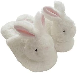 Millffy Winter New Plush Animal Head Unicorn Slippers Cute Plush Rabbit Indoor Home Slippers (7-8,Rabbit Head)