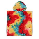 Toddler Beach Towel Hooded for Boys Girls Baby Kids Bath Beach Towels Soft Absorbent Pool Cover Up with Hood (Tie-dye-Rainbow)