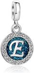 KunBead Letter E Initial Dangle Charms Compatible with Pandora Jewelry Charm Bracelets Necklace