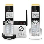 Vtech 2-Handset Expandable Cordless Phone with Super Long Range, Bluetooth Connect to Cell, Smart Call Blocker and Answering System, IS8121-2 (Silver/Black)