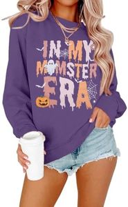 MOUSYA Sweatshirt Halloween Mom In My Momster Era Sweatshirt Spooky Season Shirt Ghost, violet, Large