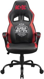 Subsonic AC/DC Sedia da Gioco o da Officio, Sedia Gaming AC DC Hard Rock per Adolescenti o Adulti, Comoda Seduta a Dondolo, Poggiatesta e Braccioli Integrati, Schienale Ergonomico, Regolabile, Nero