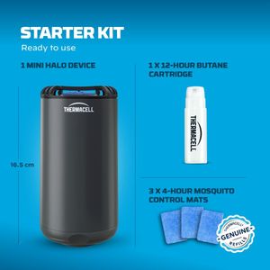 Thermacell Halo Mini Mosquito Protector – Graphite, 20m², 3 Mats, 1 Butane