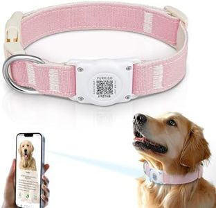 Airtag Dog Collar QR Code - IP68 Waterproof Integrated Air Tag Dog Collar Holder ID Tag - Free Pet Online Profile - Durable Natural Cotton Hemp - Fits for Small Medium Large Dogs (Pink, S)