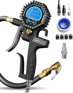 Digital Tire Pressure Gauge with Inflator (3-200 PSI), Heavy Duty Air Chuck and Compressor Accessories with Swivel Air Chuck, Longer Hose, Large Display (0.1 Res)