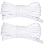 Stepace 2 Pairs Oval Shoe Laces 39"-63" in 13 Colors Half Round 1/4" Athletic Shoelaces for Sport/Running Shoes Shoe Strings-White-100