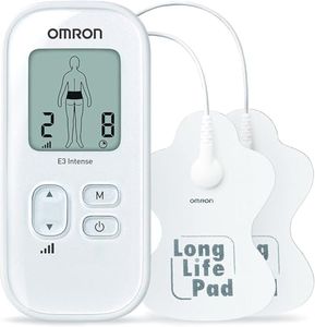 OMRON E3 Intense Portable TENS Drug-Free Pain Reliever - Customizable Pain Relief for Joints and Muscles with 6 Programs and 15 Intensity Levels - Compact Design with Reusable Pads (Up to 150 Uses)