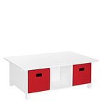 RiverRidge Home 02-177K Kids 6 Cubby Storage 2pc Bin-Red Activity Table, White