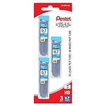 Pentel Super Hi-Polymer Lead Refills, 30 Leads Per Tube, HB Grade, 0.7mm, 3PC Pack, Black