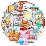 Daily Kitchen Utensil Stickers for Water Bottle,Waterproof Vinyl 50pcs Stickers for LaptopComputer Phone Bumper Skateboard Luggage Stickers for Teens Kids Girls