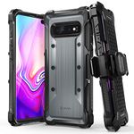 Vena Galaxy S10 Plus Rugged Case, vArmor (Military Grade Drop Protection) Heavy Duty Holster Belt Clip Cover with KickStand Designed For Samsung Galaxy S10+ - Space Gray