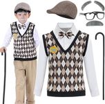 ZeroShop 100 Day of School Old Man Costume for Boys Grandpa Old Person Sweater Vest for Kids,6