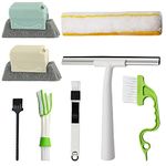 8 Pcs Hand-held Groove Gap Cleaning Tools, 2-in-1 Window Squeegee Cleaner Door Window Track Cleaning Brush, Window Sill Crevice Sweeper for Shutter/Shower Door/Tile Lines/Air Conditioner/Car Vents