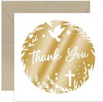 Religious Thank You Cards - Gold Foil Cross Christian Thank You Card - Baptism and Christening Gifts - Thank You Card for Pastor Priest | Blank Inside