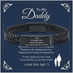 MPRAINBOW to Dad Bracelet for Men - Stainless Steel Chunky Link Bracelets Daughter Son to Father Masculine Band Chain Bracelet,DAD Bracelet for Your Stepdad Daddy Christmas Fathers Day Birthday Gifts, no gemstone
