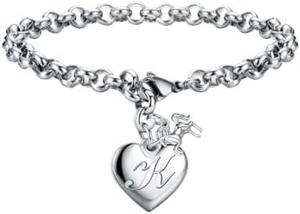 Monily Unicorns Gifts for Women Initial Unicorn Bracelets for Women Heart Letter K Bracelets for Women Jewelrye