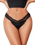 Avidlove Women's V Shape Underwear Lace Waist Thongs T Back Sexy Ladies Panties Black