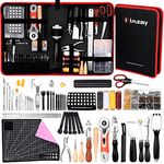 Imzay 304Pcs Leather Tooling Kit, Basic Leather Working Tools and Supplies with Leather Sewing Stitching Carving Cutting Leather Craft Making Tools for Leather Sheath Wallet Belt Boot Seat Sewing and Jewelry Braiding Making