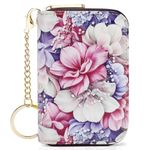 APHISON Credit Card Holder for Women Card Case RFID Blocking Ladies Cute Cartoon Artistic Coin Purses Small Wallet Pouch for Girls/Kids 10 Card Slots Gift Pink and Purple Flowers