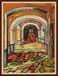 YEESAM ART Cross Stitch Kits Stamped for Adults Beginner Kids, Corridor in The Asylum by Van Gogh 11CT 47×60cm DIY Embroidery Needlework Kit with Patterns Needlepoint Christmas (Corridor)